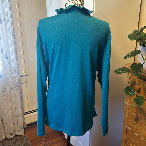 Rafaela Turquoise Ruffle Collar Cardigan New With Tags Size 3X - Picture 5 of 10